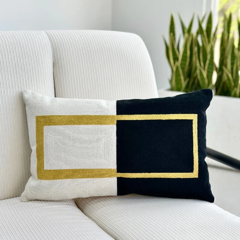 Travel Pillows for Long JourneysCotton Pillows for Natural ComfortEmbroidery Black & White Long Pillow Travel Pillows for Long JourneysCotton Pillows for Natural ComfortEmbroidery Black & White Long Pillow
