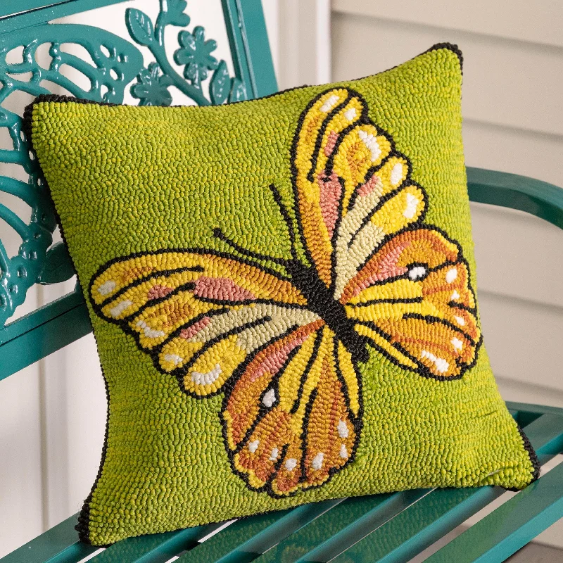 Velvet Pillows for a Touch of EleganceTravel Pillows for Long JourneysIndoor/Outdoor Green Butterfly Hand Hooked Polypropylene Throw Pillow Velvet Pillows for a Touch of EleganceTravel Pillows for Long JourneysIndoor/Outdoor Green Butterfly Hand Hooked Polypropylene Throw Pillow