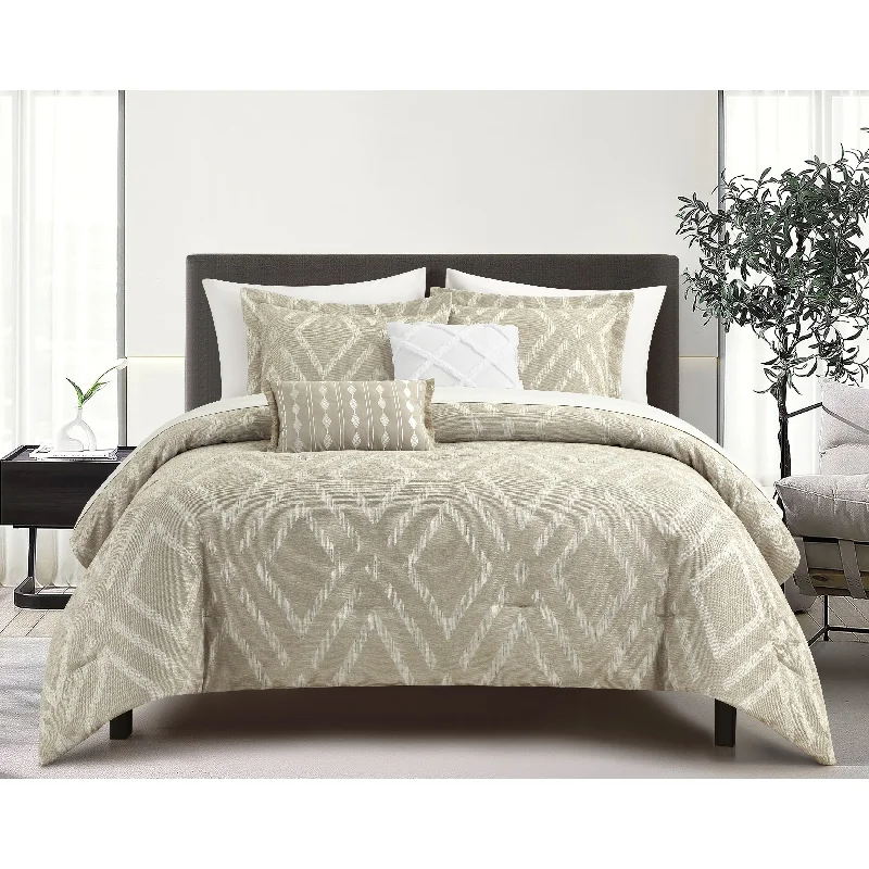 Microfiber - filled comforters that are lightweight and easy to care forChic Home Shahram 5-Piece Rich Chenille Jacquard Geometric Comforter Set Microfiber - filled comforters that are lightweight and easy to care forChic Home Shahram 5-Piece Rich Chenille Jacquard Geometric Comforter Set