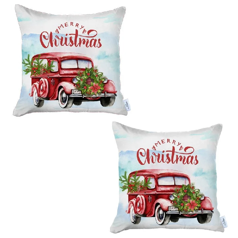Round Pillows for Boho-Style InteriorsSoft and Fluffy Pillows for Bedroom ComfortSet of 2 Merry Christmas Vintage Red Car Thow Pillow Covers Round Pillows for Boho-Style InteriorsSoft and Fluffy Pillows for Bedroom ComfortSet of 2 Merry Christmas Vintage Red Car Thow Pillow Covers