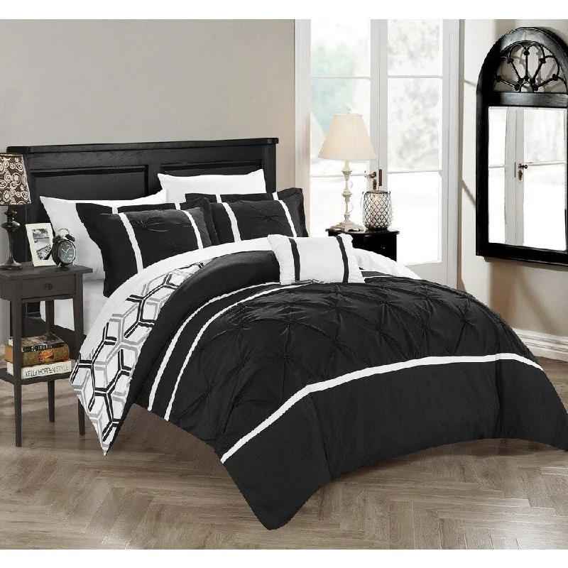 Goose down comforters known for their superior quality and insulationChic Home 4-Piece Avee Black Comforter Set Goose down comforters known for their superior quality and insulationChic Home 4-Piece Avee Black Comforter Set