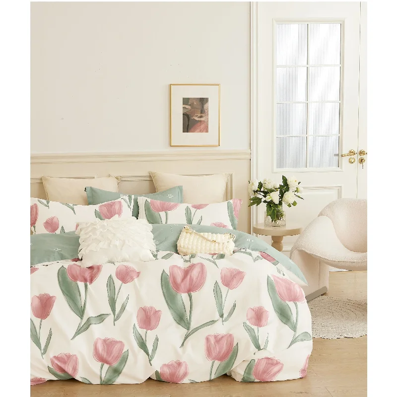 Synthetic - filled comforters like polyester for affordability and hypoallergenic propertiesEmily Pink Tulip 100% Cotton Comforter Set Synthetic - filled comforters like polyester for affordability and hypoallergenic propertiesEmily Pink Tulip 100% Cotton Comforter Set