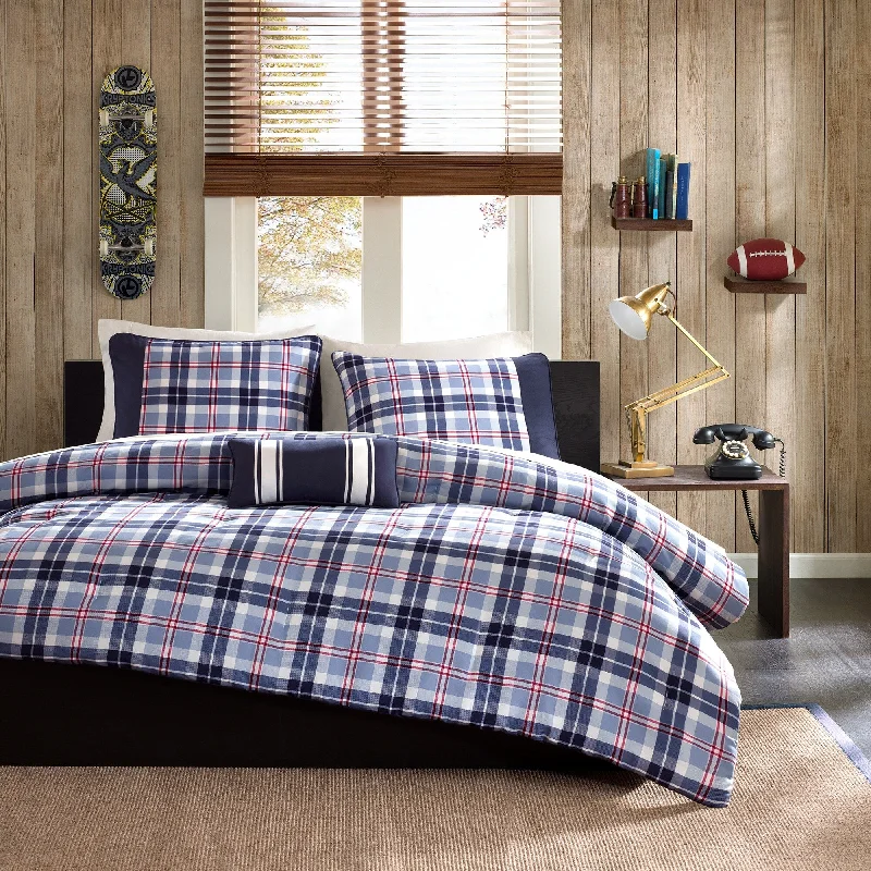 Duck down comforters with a softer feel and good warmth retentionMi Zone Alton Plaid Blue 4-piece Comforter Set Duck down comforters with a softer feel and good warmth retentionMi Zone Alton Plaid Blue 4-piece Comforter Set