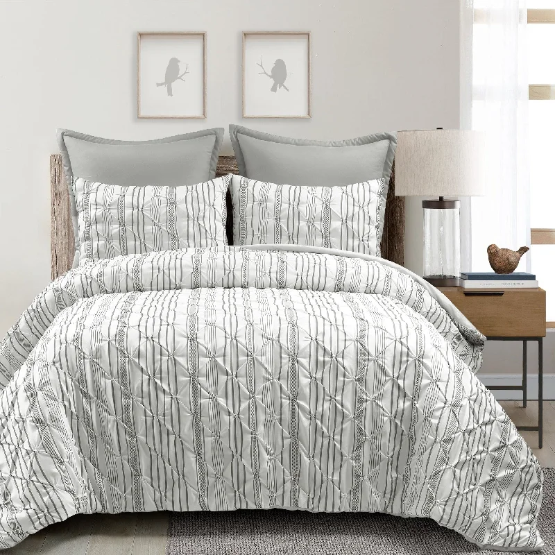 Down - filled comforters for supreme warmth and lightnessLush Decor Ravello Pintuck Stripe Comforter 5 Piece Set