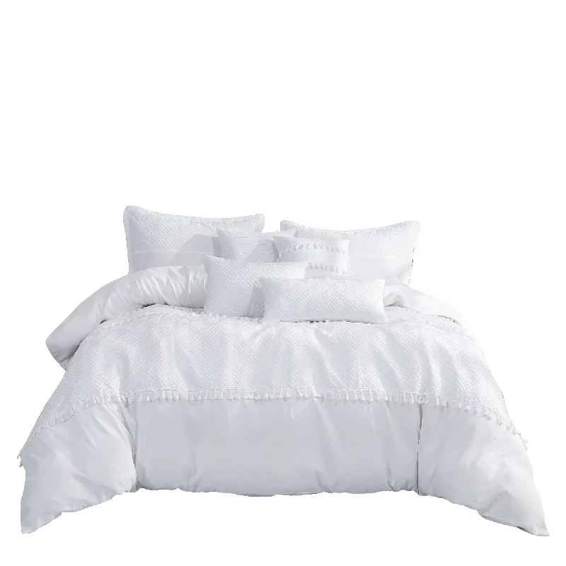 Cotton - filled comforters for a breathable and natural sleep experiencePorch & Den Savannah Polyester 7Pc Comforter Set - WHITE Cotton - filled comforters for a breathable and natural sleep experiencePorch & Den Savannah Polyester 7Pc Comforter Set - WHITE