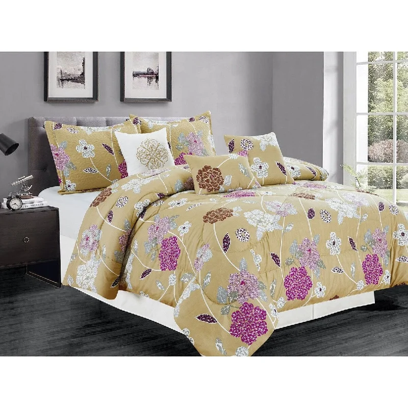Microfiber - filled comforters that are lightweight and easy to care forPremius Betty 7 Piece Oversized Comforter Set, Taupe Microfiber - filled comforters that are lightweight and easy to care forPremius Betty 7 Piece Oversized Comforter Set, Taupe