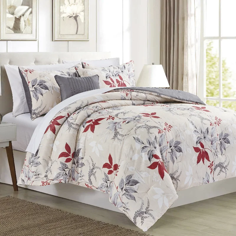 Wool - filled comforters with natural moisture - wicking and temperature - regulating featuresDarcy Leaves Comforter Set with Decorative Pillows Wool - filled comforters with natural moisture - wicking and temperature - regulating featuresDarcy Leaves Comforter Set with Decorative Pillows