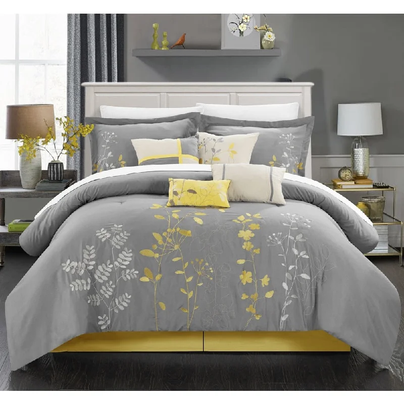 Queen - size comforters for standard queen - sized mattressesPorch & Den Holly Yellow Embroidered 12-piece Bed in a Bag Queen - size comforters for standard queen - sized mattressesPorch & Den Holly Yellow Embroidered 12-piece Bed in a Bag