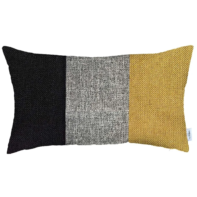 Back Support Pillows for Office ChairsAdjustable Pillows for Customized Comfort12" X 20" Black And Yellow Geometric Zippered Handmade Polyester Lumbar Pillow Cover Back Support Pillows for Office ChairsAdjustable Pillows for Customized Comfort12" X 20" Black And Yellow Geometric Zippered Handmade Polyester Lumbar Pillow Cover
