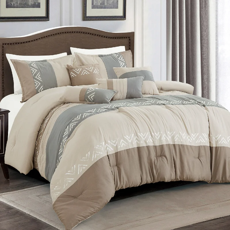 Down - filled comforters for supreme warmth and lightnessPorch & Den Everly Polyester 7Pc Comforter Set - TAUPE