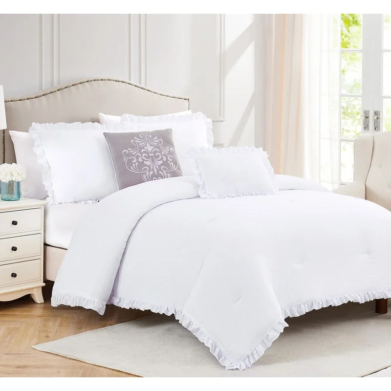 Queen - size comforters for standard queen - sized mattressesPortland Ruffled Washed Comforter Set Queen - size comforters for standard queen - sized mattressesPortland Ruffled Washed Comforter Set