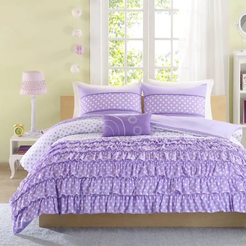 Synthetic - filled comforters like polyester for affordability and hypoallergenic propertiesEllen 4-Piece Comforter Set by Mi Zone Synthetic - filled comforters like polyester for affordability and hypoallergenic propertiesEllen 4-Piece Comforter Set by Mi Zone