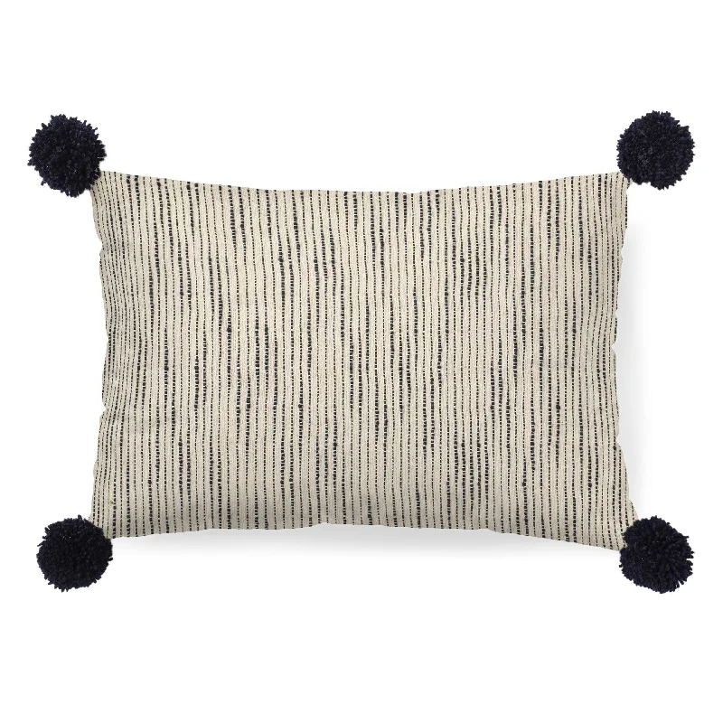 Cotton Pillows for Natural ComfortTravel Pillows for Long JourneysBeige And Midnight Pom Pom Lumbar Accent Pillow Cover Cotton Pillows for Natural ComfortTravel Pillows for Long JourneysBeige And Midnight Pom Pom Lumbar Accent Pillow Cover