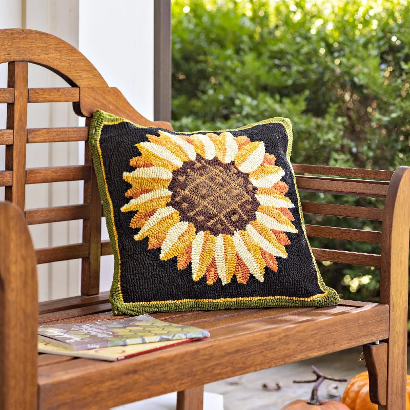 Silk Pillows for Smooth Skin and HairTravel Pillows for Long JourneysIndoor/Outdoor Sunflower Fields Hand-Hooked Polypropylene Throw Pillow