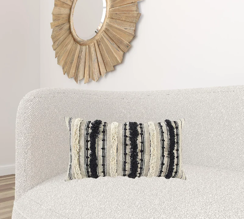 Decorative Pillows for Living Room MakeoverLumbar Support Pillows for Car SeatsBeige Black Eyelash Fringe Textured Lumbar Pillow Decorative Pillows for Living Room MakeoverLumbar Support Pillows for Car SeatsBeige Black Eyelash Fringe Textured Lumbar Pillow