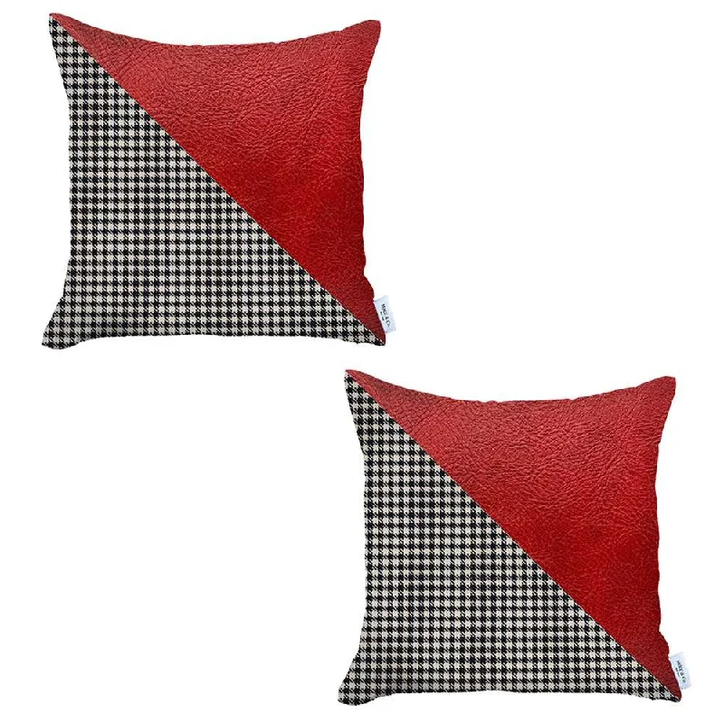 Cooling Pillows for Hot SleepersBack Support Pillows for Office ChairsSet Of 2 Houndstooth Red Faux Leather Pillow Covers Cooling Pillows for Hot SleepersBack Support Pillows for Office ChairsSet Of 2 Houndstooth Red Faux Leather Pillow Covers