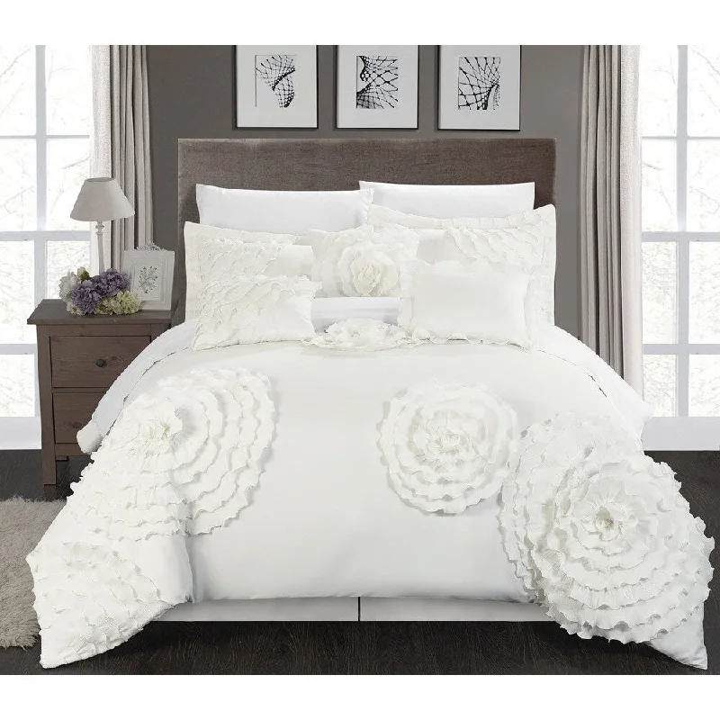Microfiber - filled comforters that are lightweight and easy to care forChic Home Buxton White Oversized 7-piece Comforter Set Microfiber - filled comforters that are lightweight and easy to care forChic Home Buxton White Oversized 7-piece Comforter Set