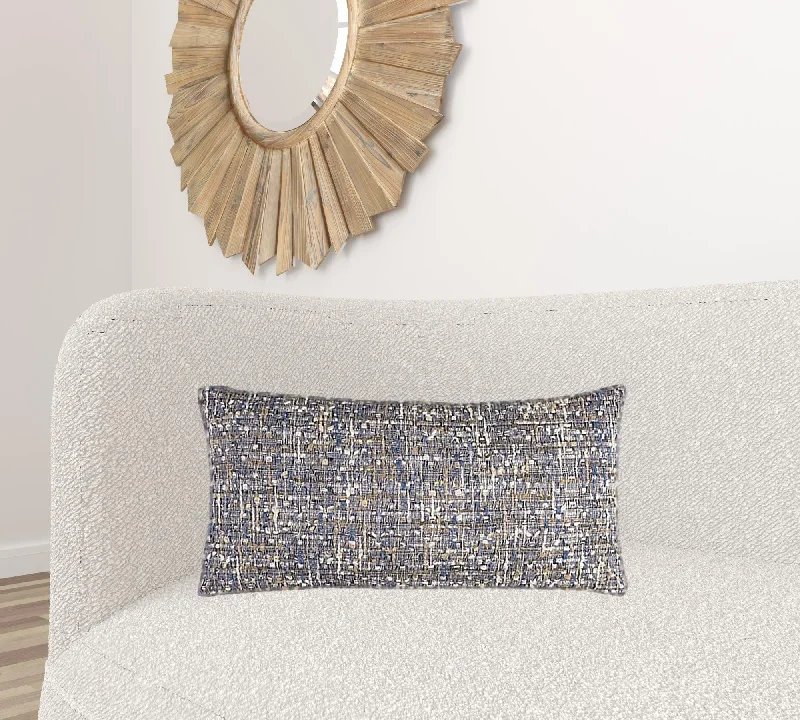 Round Pillows for Boho-Style InteriorsDown Alternative Pillows for Ethical ChoicesBlue Gray Metallic Nubby Textured Lumbar Pillow Round Pillows for Boho-Style InteriorsDown Alternative Pillows for Ethical ChoicesBlue Gray Metallic Nubby Textured Lumbar Pillow