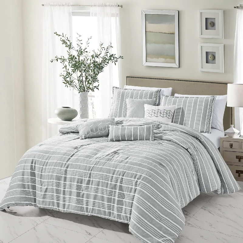 Silk - filled comforters for a luxurious and smooth touchPorch & Den Kennedy Polyester 7Pc Comforter Set Silk - filled comforters for a luxurious and smooth touchPorch & Den Kennedy Polyester 7Pc Comforter Set