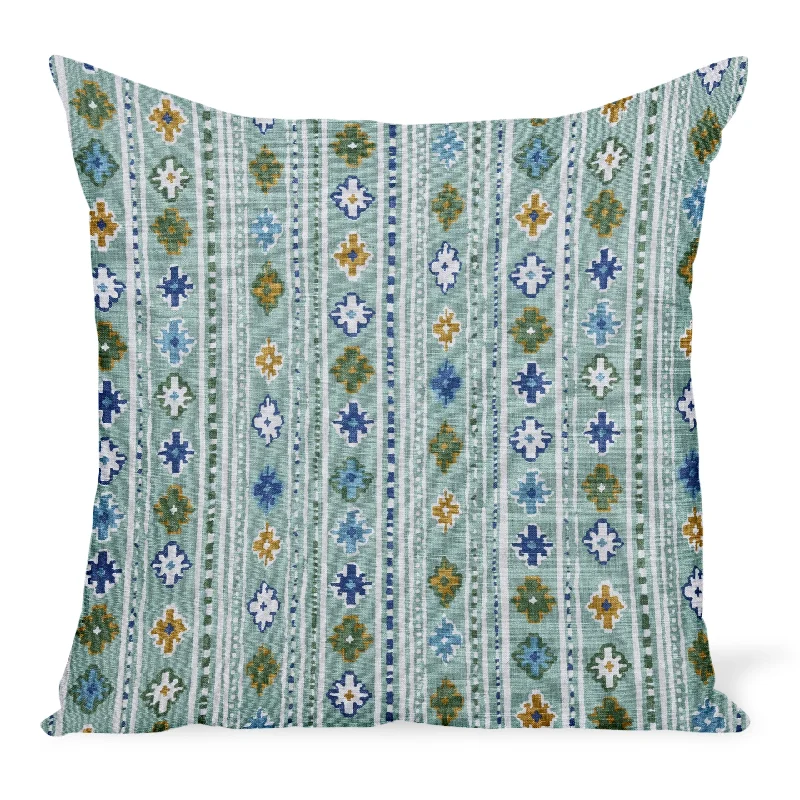 Hypoallergenic Pillows for Allergy SufferersTravel Pillows for Long JourneysPeter Dunham Textiles Gita in Indigo/Olive on Green Pillow Hypoallergenic Pillows for Allergy SufferersTravel Pillows for Long JourneysPeter Dunham Textiles Gita in Indigo/Olive on Green Pillow