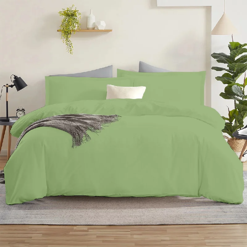 Stain - resistant duvet covers for easy maintenanceSage Duvet Cover Set Bliss Solid Sateen