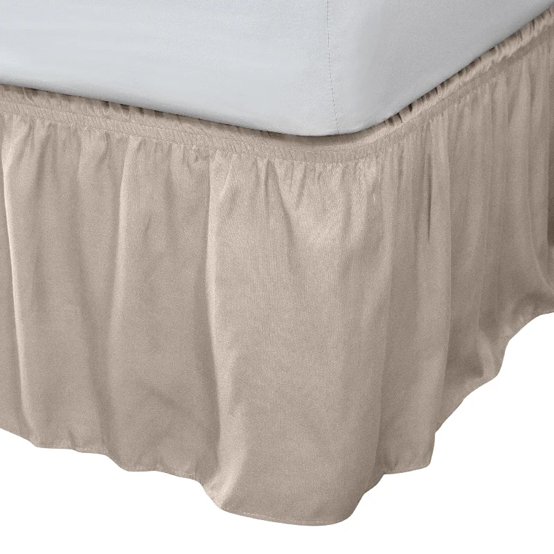 Bed skirts with a vintage - inspired patternHome Details Wrap Around Bed Ruffle Queen/King in Beige