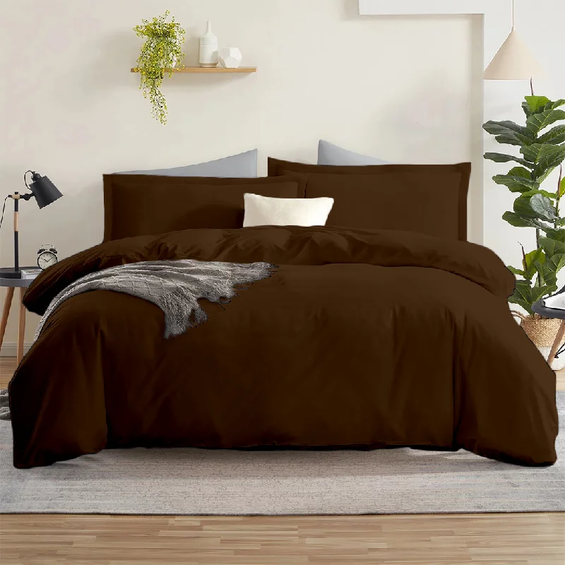 Bamboo - derived duvet covers with antibacterial and moisture - wicking propertiesChocolate Duvet Cover Set Solid Comfy Sateen