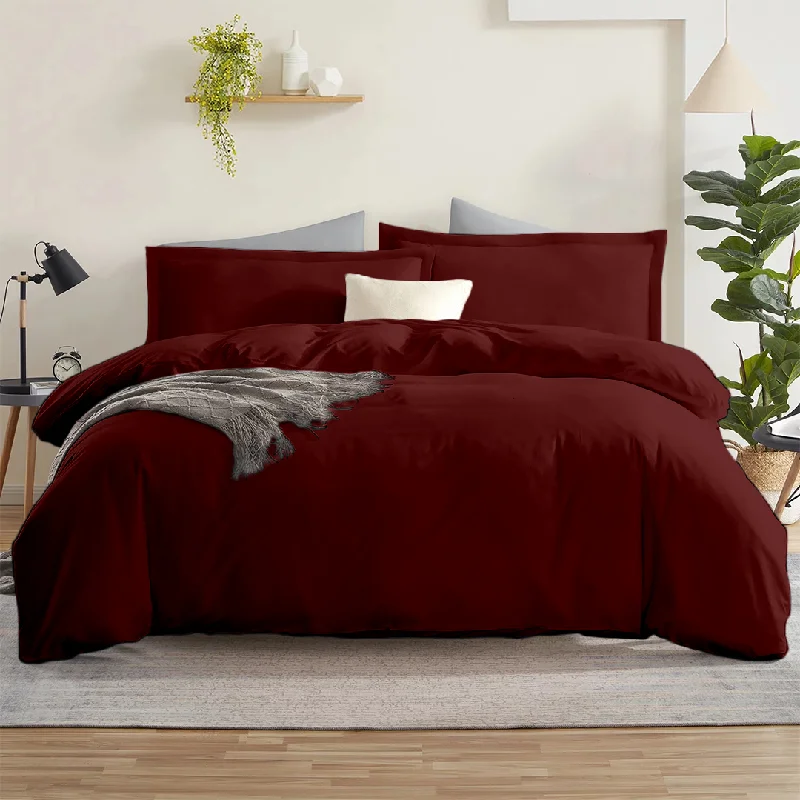 Linen duvet covers with a natural texture and breathabilityBurgundy Duvet Cover Set Comfy Sateen