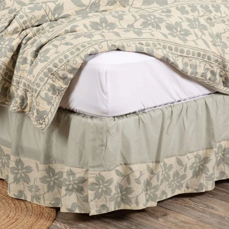 Bed skirts with a geometric print for a modern aestheticBriar Sage King Bed Skirts VHC Brands Bed skirts with a geometric print for a modern aestheticBriar Sage King Bed Skirts VHC Brands