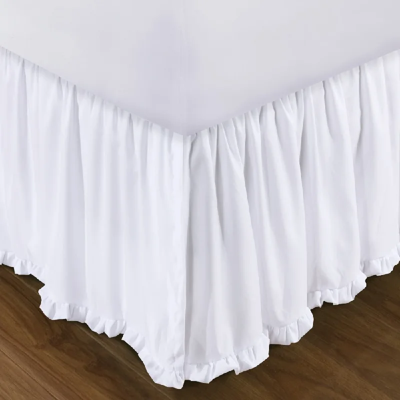 California king bed skirts for a larger bedSasha White 15-inch Drop Bed Skirt