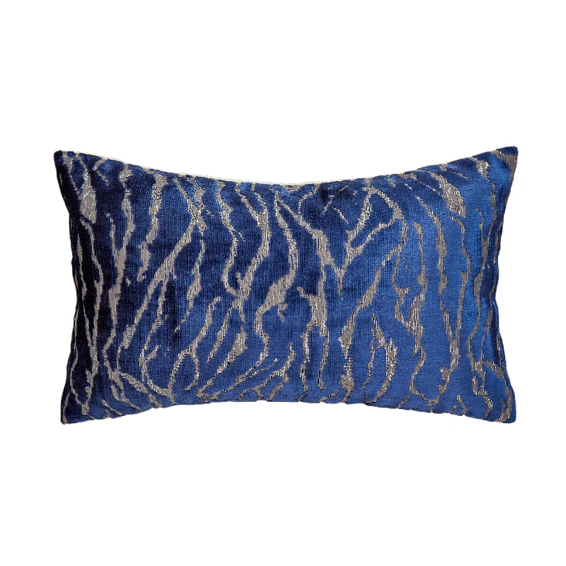 Square Pillows for Modern Home DecorBlue Zebra Pattern Lumbar Pillow