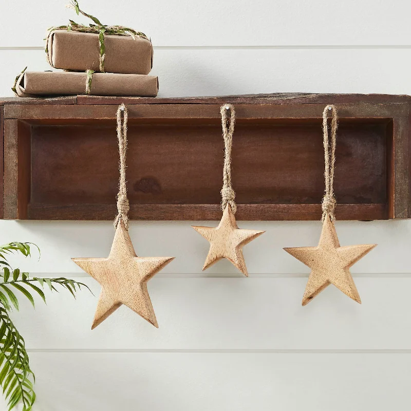 Bed skirts with a high - quality elastic waistbandWooden Star Natural Decorative Ornament Set of 3 Sizes Bed skirts with a high - quality elastic waistbandWooden Star Natural Decorative Ornament Set of 3 Sizes