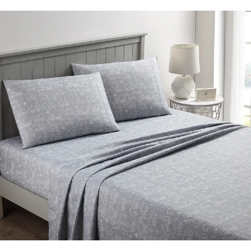 Moisture - Wicking Cotton Sheets for a Dry and Comfortable SleepAsher Home Kids Construction Trucks Gray Sheet Set Moisture - Wicking Cotton Sheets for a Dry and Comfortable SleepAsher Home Kids Construction Trucks Gray Sheet Set