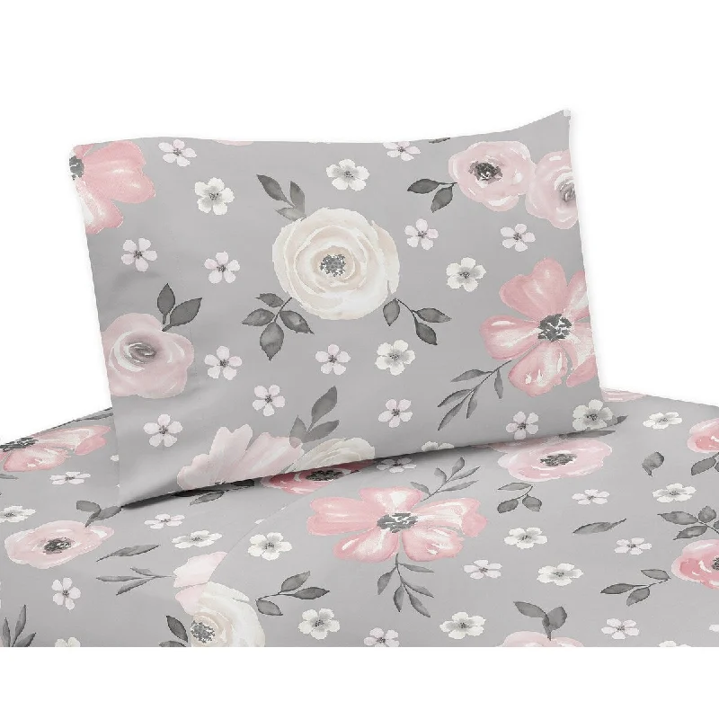 Polyester - Cotton Blend Sheets for Durability and ComfortGrey Watercolor Floral Collection 3-piece Twin Sheet Set - Blush Pink Gray and White Shabby Chic Rose Flower Farmhouse Polyester - Cotton Blend Sheets for Durability and ComfortGrey Watercolor Floral Collection 3-piece Twin Sheet Set - Blush Pink Gray and White Shabby Chic Rose Flower Farmhouse