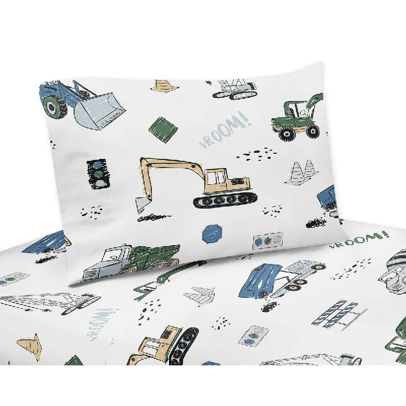 Anti - Pill Microfiber Sheets for a Smooth AppearanceConstruction Truck Collection 3-piece Twin Sheet Set - Grey Yellow Black Blue and Green Transportation Anti - Pill Microfiber Sheets for a Smooth AppearanceConstruction Truck Collection 3-piece Twin Sheet Set - Grey Yellow Black Blue and Green Transportation