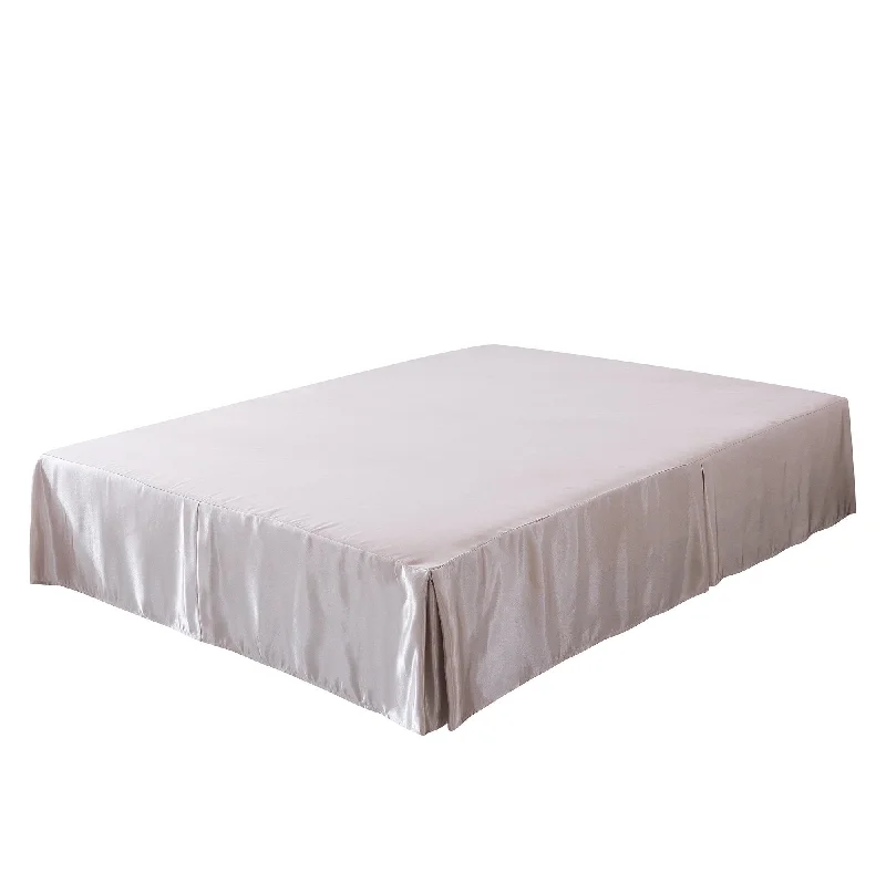 Bed skirts with a scalloped hem for a charming detailTache Satin Champagne Beige Frosted Fields Platform Tailored 14" Bed Skirt Dust Ruffle (MZ1051 / MZ002C) Bed skirts with a scalloped hem for a charming detailTache Satin Champagne Beige Frosted Fields Platform Tailored 14" Bed Skirt Dust Ruffle (MZ1051 / MZ002C)