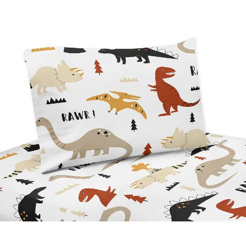 Polyester - Cotton Blend Sheets for Durability and ComfortMod Dino 4pc Queen Sheet Set - Orange Tan Rust Taupe Mustard Yellow Beige Brown Black Modern Dinosaur Boho Dinosaurs Neutral Polyester - Cotton Blend Sheets for Durability and ComfortMod Dino 4pc Queen Sheet Set - Orange Tan Rust Taupe Mustard Yellow Beige Brown Black Modern Dinosaur Boho Dinosaurs Neutral