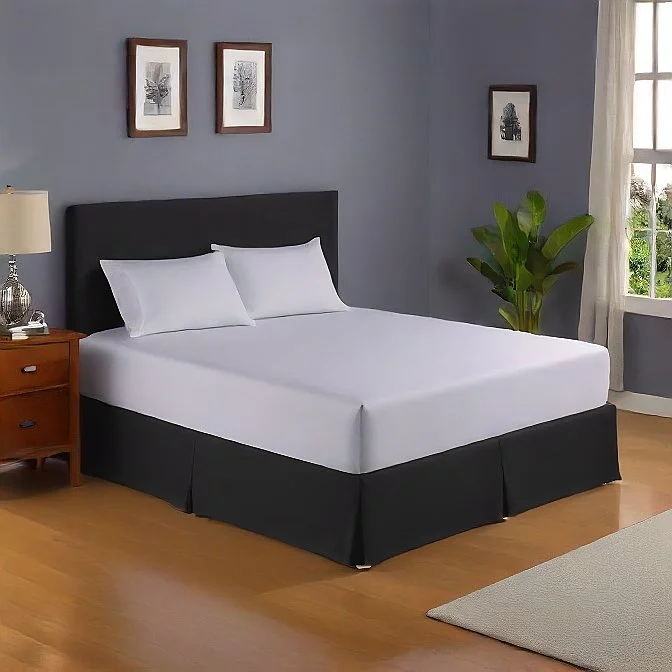 Bed skirts with a high - thread count for a quality feel32 Inch Drop Bed Skirt Black Egyptian Cotton 1000TC Bed skirts with a high - thread count for a quality feel32 Inch Drop Bed Skirt Black Egyptian Cotton 1000TC