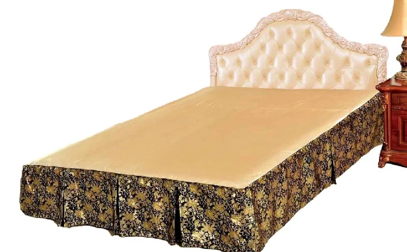 Bed skirts with a modern art - inspired printTache Spring Blooms Black Golden Floral Royal Pleated Tailored Platform 14" Bed Skirt Dust Ruffle (BSK-989L) Bed skirts with a modern art - inspired printTache Spring Blooms Black Golden Floral Royal Pleated Tailored Platform 14" Bed Skirt Dust Ruffle (BSK-989L)