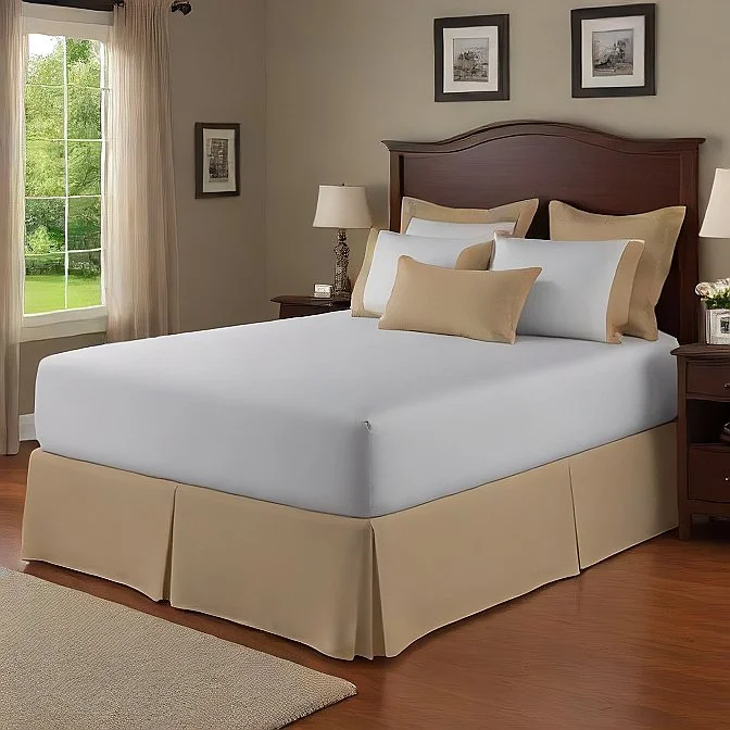 Bed skirts with a ruffled tiered design32 Inch Drop Bed Skirt Sand Egyptian Cotton 1000TC Bed skirts with a ruffled tiered design32 Inch Drop Bed Skirt Sand Egyptian Cotton 1000TC