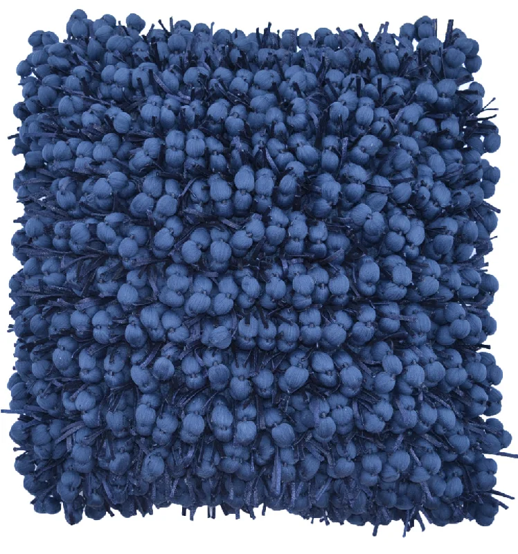 Round Pillows for Boho-Style InteriorsPompom Woven Navy Pillow