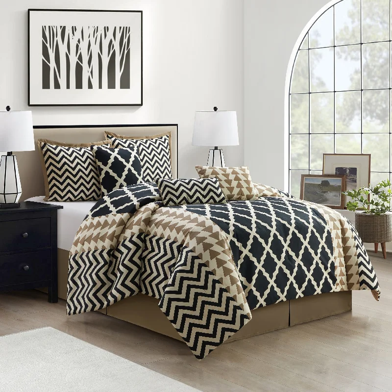 Nanshing Davina 7 Piece Geometric Reversible Comforter Set