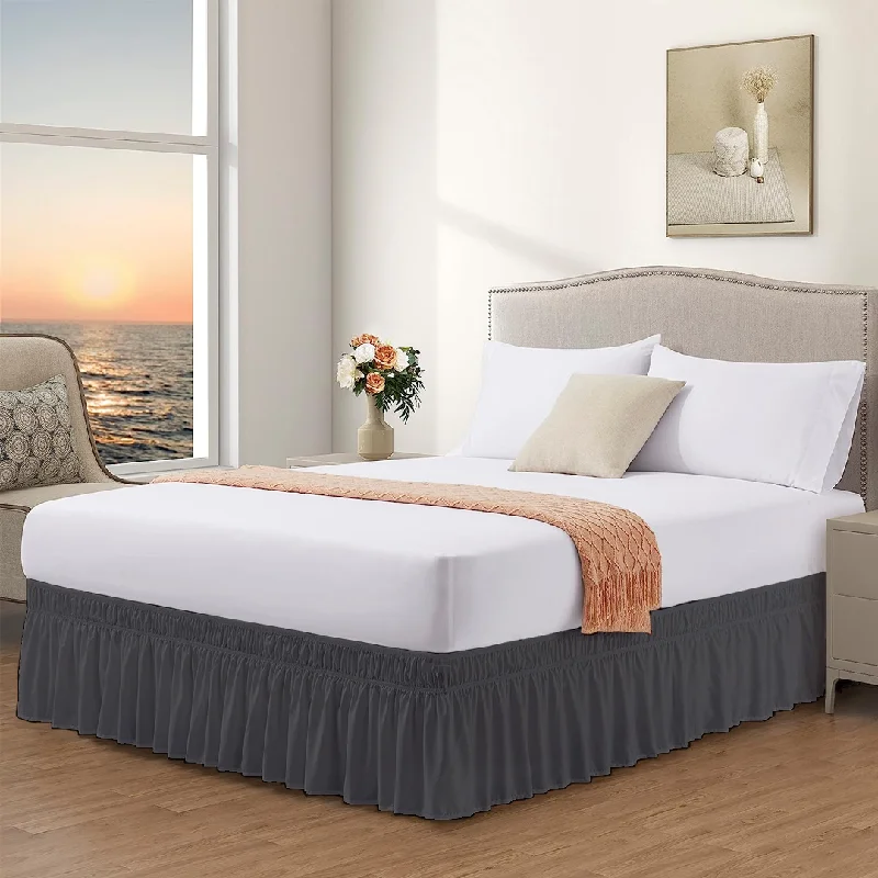 Bed skirts with a metallic thread for a touch of glamourDark Grey Wrap Around Bed Skirt Comfy Solid Sateen Bed skirts with a metallic thread for a touch of glamourDark Grey Wrap Around Bed Skirt Comfy Solid Sateen