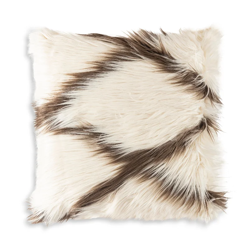 Kids Pillows with Fun DesignsAlaska Ivory Brown Fur Pillow