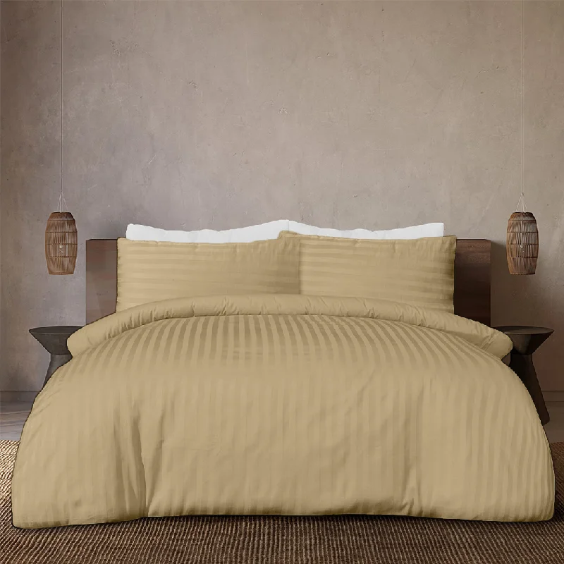 California king - size duvet covers for the extra - long and wide California king bedsBeige Stripe Duvet Cover set Comfy Sateen California king - size duvet covers for the extra - long and wide California king bedsBeige Stripe Duvet Cover set Comfy Sateen
