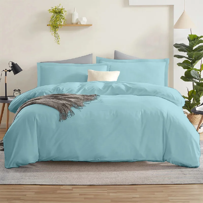 Hotel - quality duvet covers for a luxurious feel at homeLight Blue Duvet Cover Set Comfy Solid Sateen