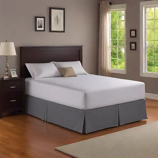 Bed skirts with a plaid pattern for a traditional style36 Inches Drop Bed Skirt Dark Grey Egyptian Cotton 1000TC Bed skirts with a plaid pattern for a traditional style36 Inches Drop Bed Skirt Dark Grey Egyptian Cotton 1000TC