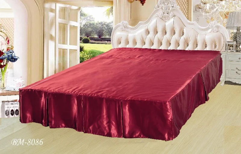 Queen - size bed skirts with ruffled edgesDaDa Bedding Sangria Ruby Red Dust Ruffle Pleated Bed Skirt - 14" Drop - Cal King (BS-BM8086) Queen - size bed skirts with ruffled edgesDaDa Bedding Sangria Ruby Red Dust Ruffle Pleated Bed Skirt - 14" Drop - Cal King (BS-BM8086)