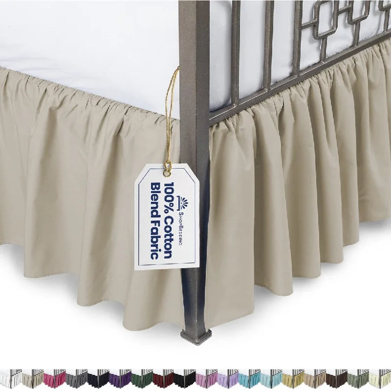 King - size bed skirts in solid colorsRuffled Bed Skirt With Split Corners