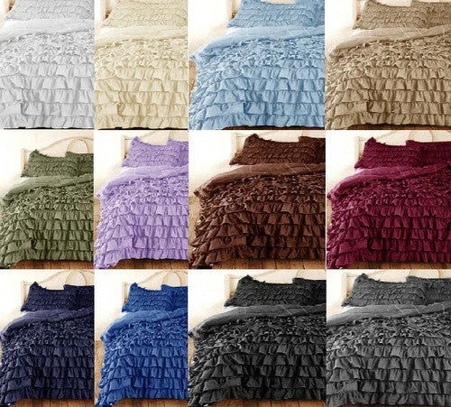 Paisley - printed duvet covers for an exotic and elegant appearanceCalking Grey Ruffle Duvet Cover Set Egyptian Cotton 1000TC Paisley - printed duvet covers for an exotic and elegant appearanceCalking Grey Ruffle Duvet Cover Set Egyptian Cotton 1000TC